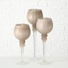 Skleněné svícny, vysoké kalichy v šampanské barvě, 3 ks