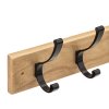 Nástěnný věšák do předsíně z dřeva, 6 kovových háčků