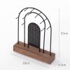 Kovový stojan na šperky, dřevěný podstavec, 18 x 4,5 cm, černý