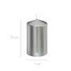 Válcová svíčka, lesklá, 12 cm, stříbrná