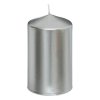 Válcová svíčka, lesklá, 12 cm, stříbrná