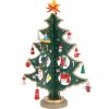 Skládací vánoční stromek s ozdobnými prvky, dřevěná ozdoba 26 cm