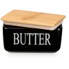Keramická máslenka s nápisem BUTTER, 10 x 16,5 x 8,5 cm, černá
