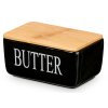 Keramická máslenka s nápisem BUTTER, 10 x 16,5 x 8,5 cm, černá