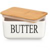 Keramická máslenka s nápisem BUTTER, 10 x 16,5 x 8,5 cm, bílá