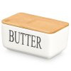 Keramická máslenka s nápisem BUTTER, 10 x 16,5 x 8,5 cm, bílá