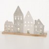 Svícen na čajovou svíčku, dřevěné domy, NORDY, 24 x 36 cm