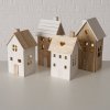 Dřevěná dekorace s osvětlením, 2 domečky, ALDEA