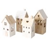 Dřevěná dekorace s osvětlením, 2 domečky, ALDEA