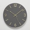 Nástěnné hodiny, se zlatými ručičkami, DAKOTA, Ø 40 cm, šedé