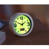 Elektronický budík s fluorescenčním ciferníkem, Ø 9,5 cm