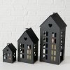 Dekorační lucerna ve tvaru domku, 13 - 35 cm, ALAMO, černá