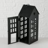 Dekorační lucerna ve tvaru domku, 13 - 35 cm, ALAMO, černá
