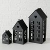 Dekorační lucerna ve tvaru domku, 13 - 35 cm, ALAMO, černá