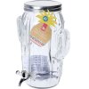 Dávkovač nápojů KAKTUS, skleněná nádoba s kohoutkem a víkem KAKTUS, zásobník na nápoje, 4 l