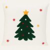 Dekorační polštář, vánoční vzor, bílý 44 x 44 cm, polyester