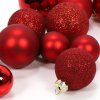 Skleněné vánoční koule v různých velikostech, červené, 34 kusů