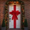 Vánoční dekorace na dveře, mašle, 33 x 42 cm, červená