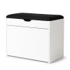 Botník bílý se sedákem a výsuvnými policemi VAULT , 57 x 30 x 53 cm