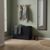 Botník černý se sedákem a výsuvnými policemi VAULT , 57 x 30 x 53 cm