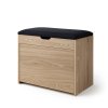 Botník hnědý se sedákem a výsuvnými policemi VAULT, 57 x 30 x 53 cm