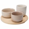 Sada keramických mističek na občerstvení LINY na bambusovém podnose