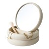Šperkovnice béžový se zrcátkem, 17,5 x 17,5 x 9 cm