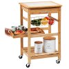 Kuchyňský vozík na kolečkách se šuplíkem a košíkem na zeleniny, bambus, Kesper