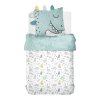 Dětské povlečení 140x200 cm LAZY MORNING, bavlněné, povlak s ušima, dinosaurus