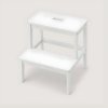 Bambusová stolička se schůdkem KROK, výška 46 cm, bílá