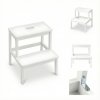 Bambusová stolička se schůdkem KROK, výška 46 cm, bílá