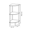 Rohový regál COME, 3 úrovně, 76 cm