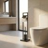 WC štětka s držákem na toaletní papír ARLE, 77 cm – černá