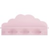 Růžová dětská polička CLOUD, 4 háčky, 48 x 22 x 12 cm