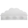 Bílá dětská polička CLOUD, 4 háčky, 48 x 22 x 12 cm