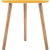 Konferenční stolek Mileo Moutarde v hořčičné barvě z MDF a dubu