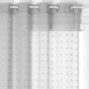 Hotová záclona s kroužky, šedá, 140 x 240 cm, tečkový vzor