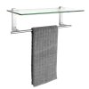 Polička do koupelny z tvrzeného skla, nástěnný rám s ocelovým věšákem na ručníky - 24,5 x 18,5 x 60 cm, WENKO