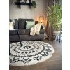 Černobílý kulatý bavlněný koberec ve stylu boho, 120 cm