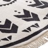 Černobílý kulatý bavlněný koberec ve stylu boho, 120 cm