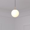 Kulaté závěsné svítidlo DRIS, bílá koule, Ø 20 cm