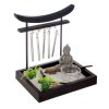 Dekorace s figurkou Buddhy a zvonkohrou ZEN GARDEN, 15 x 12 x 16,5 cm, černá