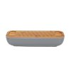 Chlebník z dřevěným víkem, nůž v sadě, barva světle šedá