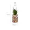 Umělý sukulent, závěsná ozdoba ve skleněné nádobě