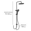 Sprchový sloup s dešťovou sprchou a ruční sprchou, matná černá, 120 cm, WENKO