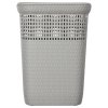 Koš na prádlo s víkem, šedý, 60 l, plastový