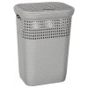 Koš na prádlo s víkem, šedý, 60 l, plastový
