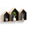 Police ve tvaru domečků, sada 3 ks, MDF