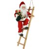 Vánoční dekorace Santa Claus na žebříku s dárkem, 69 cm