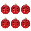 Třpytivé vánoční koule, plastové Ø 7 cm, 6 ks, červená barva